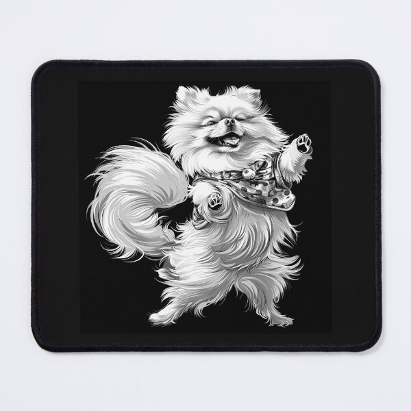 Item preview, Funny Dancing Pomeranian Black and White Dog Art designed and sold by inkoutninja.