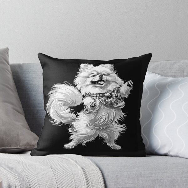 Item preview, Funny Dancing Pomeranian Black and White Dog Art designed and sold by inkoutninja.