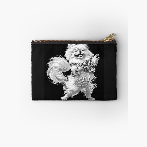 Item preview, Funny Dancing Pomeranian Black and White Dog Art designed and sold by inkoutninja.