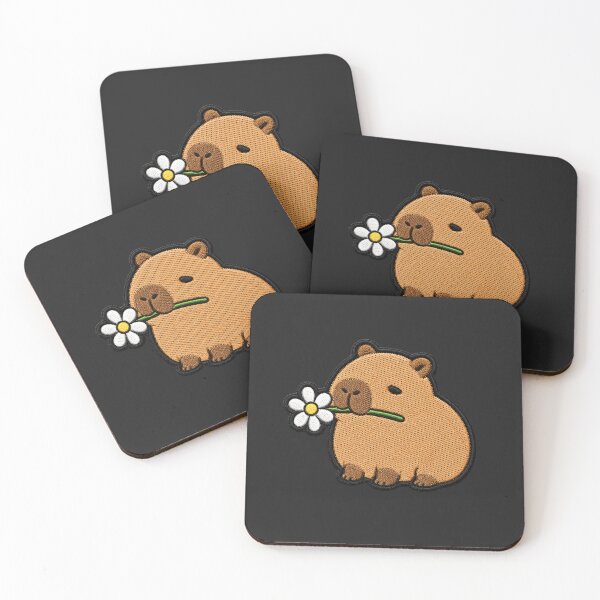 Item preview, Cute Capybara Holding a Flower Embroidery Patch designed and sold by ColorSplash123.