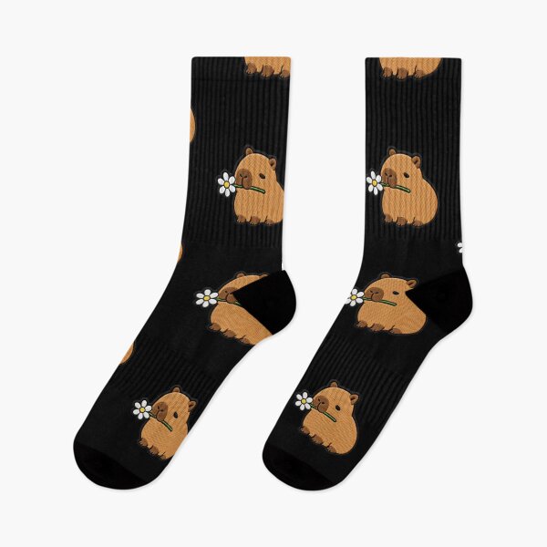 Item preview, Cute Capybara Holding a Flower Embroidery Patch designed and sold by ColorSplash123.