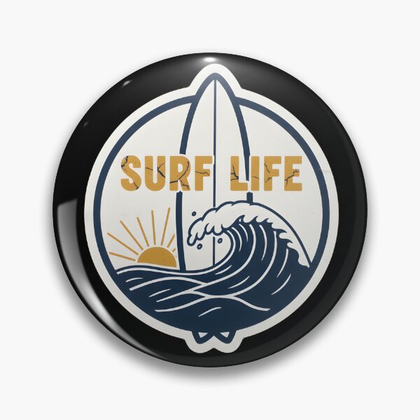 Item preview, Retro Surf Life Wave & Surfboard Beach Sticker designed and sold by FestivityFinds.