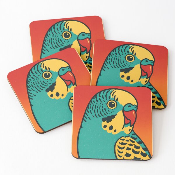 Item preview, Retro Pop Art Poster Illustration of a Parakeet | Bold Tropical Budgerigar Print with Vibrant Green-Blue Feathers, Playful Exotic Bird Aesthetic & Vintage Nature Wall Art Decor designed and sold by PaintedPixels01.