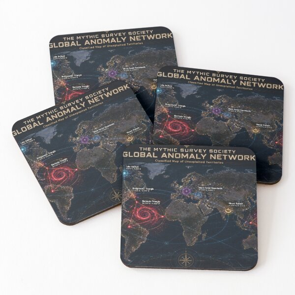 Item preview, The Mythic Survey Society: Global Anomaly Network Map | Classified World Poster of Mysterious Locations designed and sold by Extravanganzza.