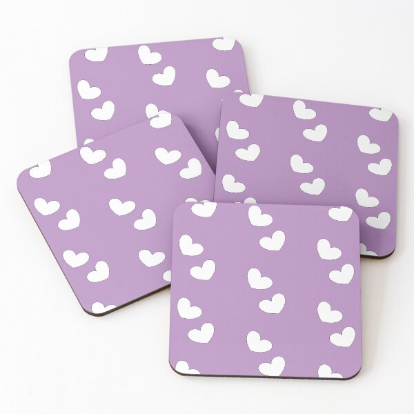 Item preview, soft white little hearts with lavender purple background designed and sold by SrihithaStudio.