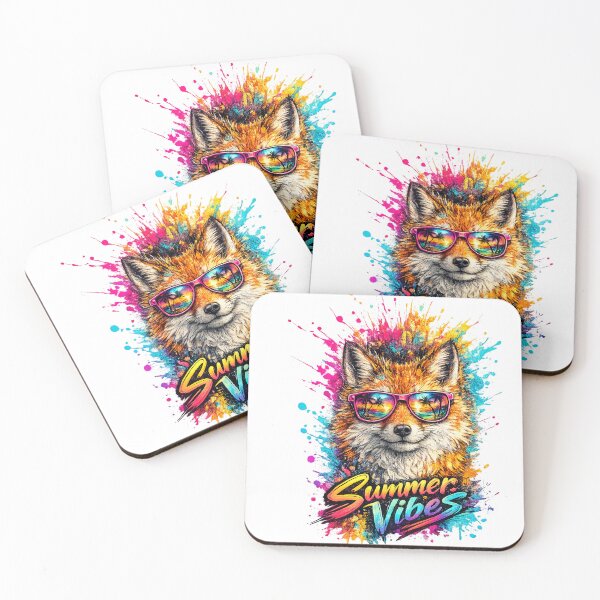 Item preview, Summer Vibes Fox – Cool Sunglasses Color Splash T-Shirt Design designed and sold by GooniSL.