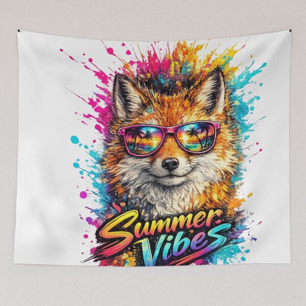 Item preview, Summer Vibes Fox – Cool Sunglasses Color Splash T-Shirt Design designed and sold by GooniSL.