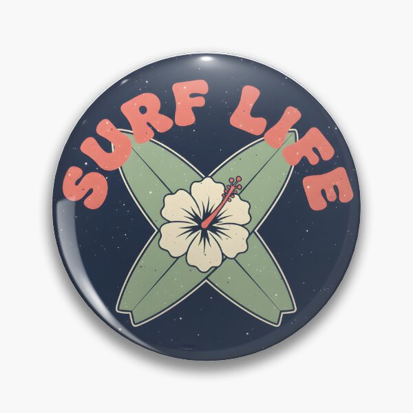 Item preview, Surf Life Retro Hibiscus Surfboard Beach Sticker designed and sold by FestivityFinds.