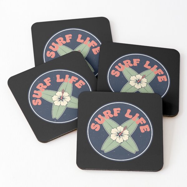 Item preview, Surf Life Retro Hibiscus Surfboard Beach Sticker designed and sold by FestivityFinds.