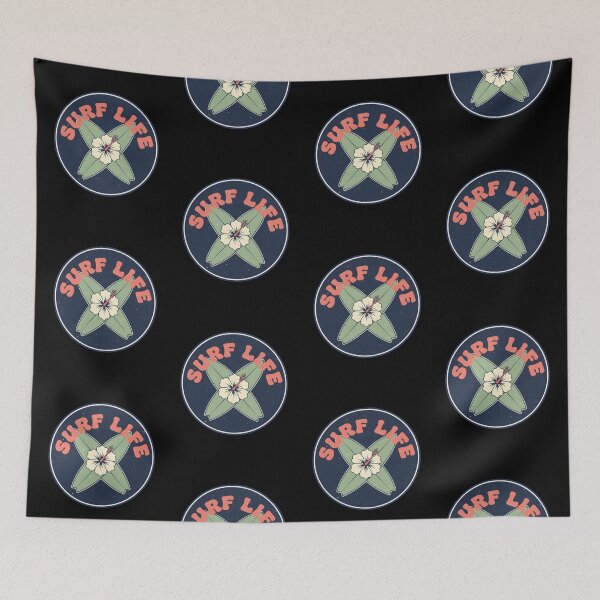 Item preview, Surf Life Retro Hibiscus Surfboard Beach Sticker designed and sold by FestivityFinds.