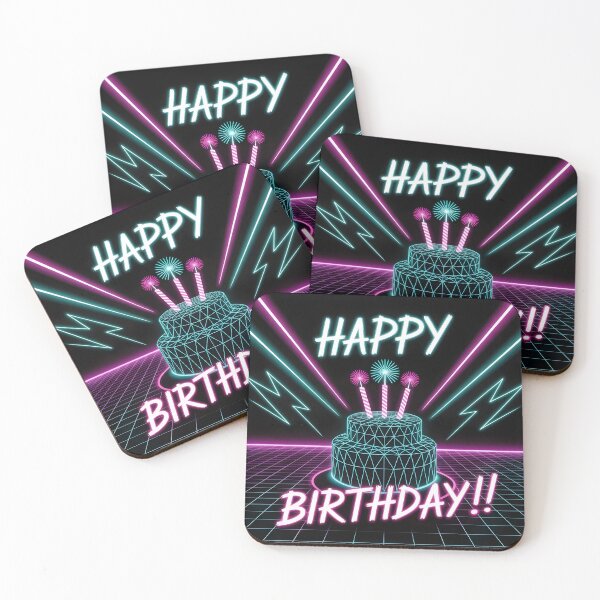 Item preview, Vaporwave Neon Birthday Cake designed and sold by Clockwork and Bloom.