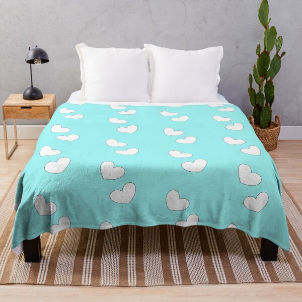 Item preview, soft white little hearts with light blue background designed and sold by SrihithaStudio.