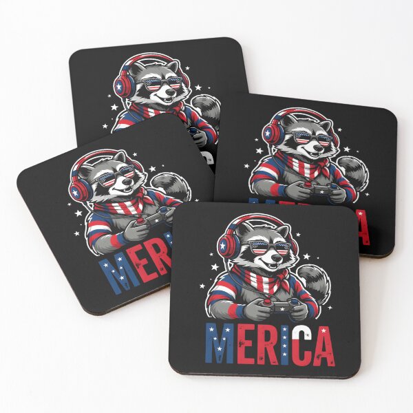 Item preview, Merica Gamer Raccoon Shirt – Funny Patriotic Gaming Trash Panda 4th of July T-Shirt designed and sold by ZyxDes.