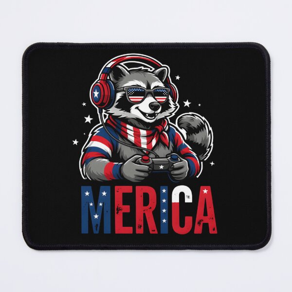 Item preview, Merica Gamer Raccoon Shirt – Funny Patriotic Gaming Trash Panda 4th of July T-Shirt designed and sold by ZyxDes.