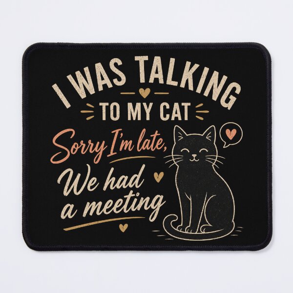 Item preview, I Was Talking To My Cat Sorry I'm Late Funny Black Cat Lover Gift designed and sold by NeO² Studio.