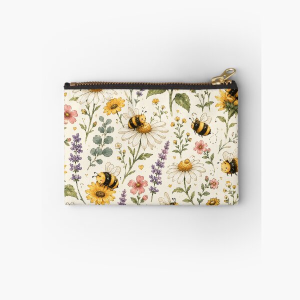 Item preview, Cute Bumble Bee & Wildflower Pattern | Sunflower Daisy Cottagecore Seamless Design designed and sold by RJACreative.