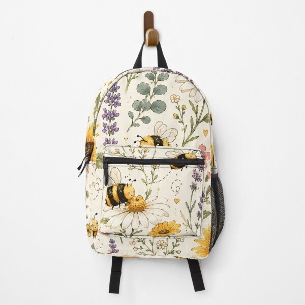 Item preview, Cute Bumble Bee & Wildflower Pattern | Sunflower Daisy Cottagecore Seamless Design designed and sold by RJACreative.