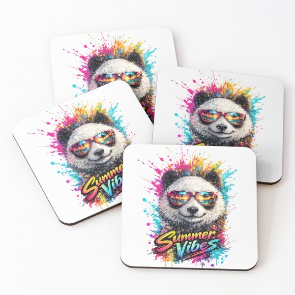 Item preview, Summer Vibes Panda – Cool Sunglasses Color Splash T-Shirt Design designed and sold by GooniSL.