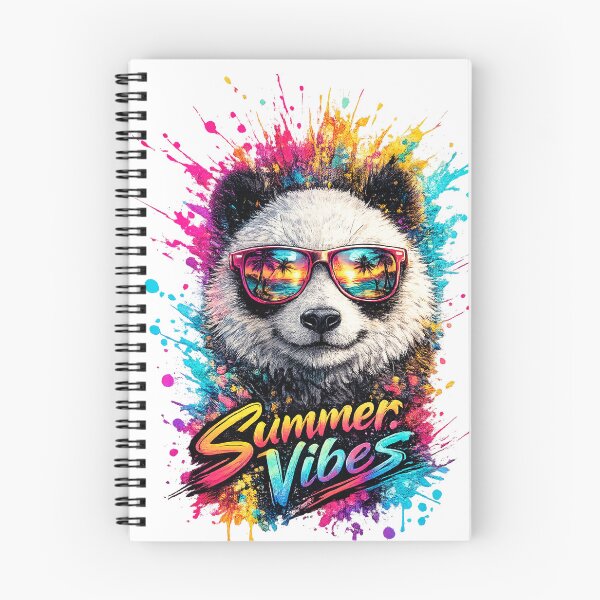 Aperçu de l'œuvre Panda Ambiance estivale – T-shirt à motif de lunettes de soleil colorées créée et vendue par GooniSL.