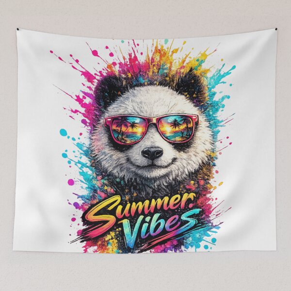 Item preview, Summer Vibes Panda – Cool Sunglasses Color Splash T-Shirt Design designed and sold by GooniSL.