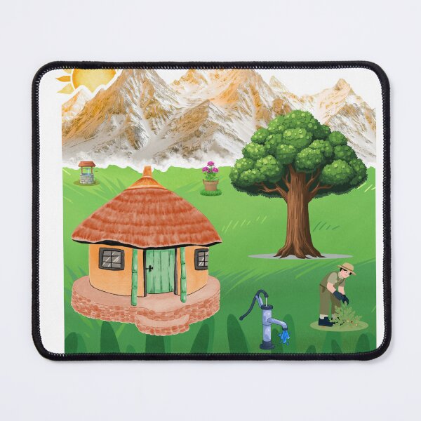 Item preview, Scenic Mountain Village & Gardening Life Art designed and sold by simranart111.