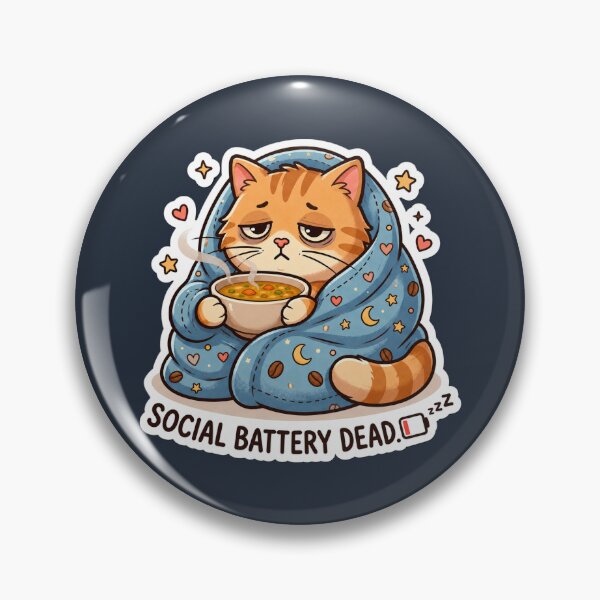 Item preview, Social Battery Dead Cat Sticker | Introvert Cat Humor designed and sold by Safe Haven Pets.