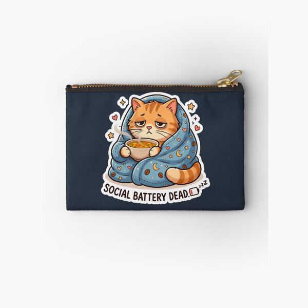 Item preview, Social Battery Dead Cat Sticker | Introvert Cat Humor designed and sold by Safe Haven Pets.