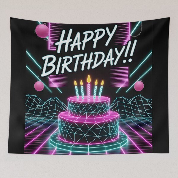 Item preview, Vaporwave Neon Birthday Cake designed and sold by Clockwork and Bloom.