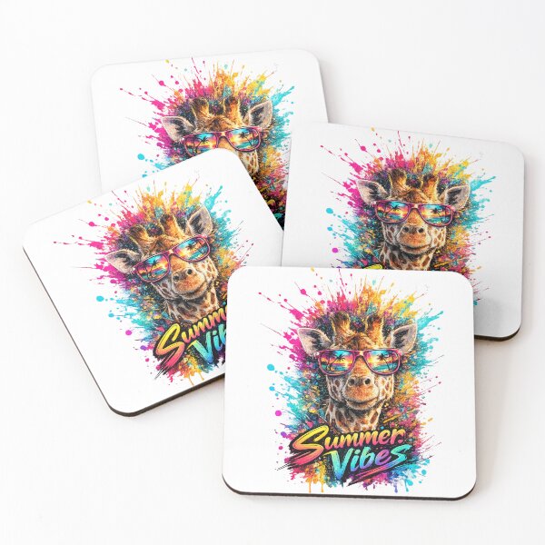 Item preview, Summer Vibes Giraffe – Cool Sunglasses Color Splash T-Shirt Design designed and sold by GooniSL.