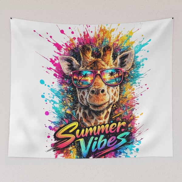 Item preview, Summer Vibes Giraffe – Cool Sunglasses Color Splash T-Shirt Design designed and sold by GooniSL.