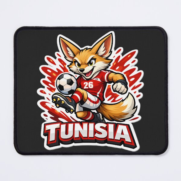 Item preview, Tunisia Soccer Fennec Fox Mascot designed and sold by Ambroa Stuff.