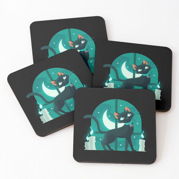 Item preview, Mystic Black Cat Pentagram Collar Crescent Moon Candles Teal Witchcraft Magical Graphic T-Shirt designed and sold by DERA RAY.