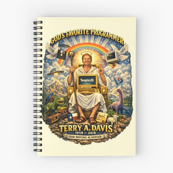 Item preview, Compiling in Paradise – TempleOS Heaven CRT Computer Tribute Art designed and sold by RockyLambda.