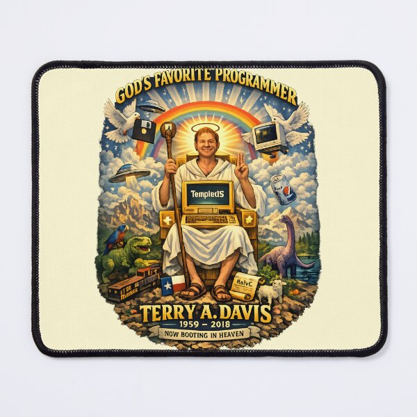 Item preview, Compiling in Paradise – TempleOS Heaven CRT Computer Tribute Art designed and sold by RockyLambda.