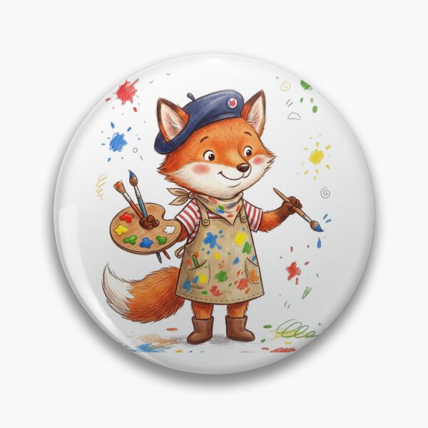 Item preview, Cute Little Fox Artist with Paint Palette and Brush Illustration designed and sold by TaiwanMemory.