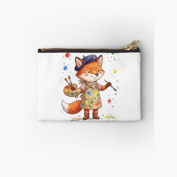 Item preview, Cute Little Fox Artist with Paint Palette and Brush Illustration designed and sold by TaiwanMemory.