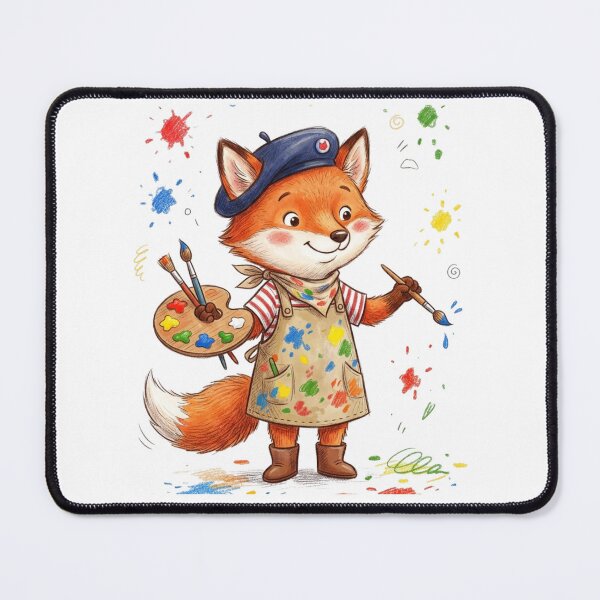 Item preview, Cute Little Fox Artist with Paint Palette and Brush Illustration designed and sold by TaiwanMemory.