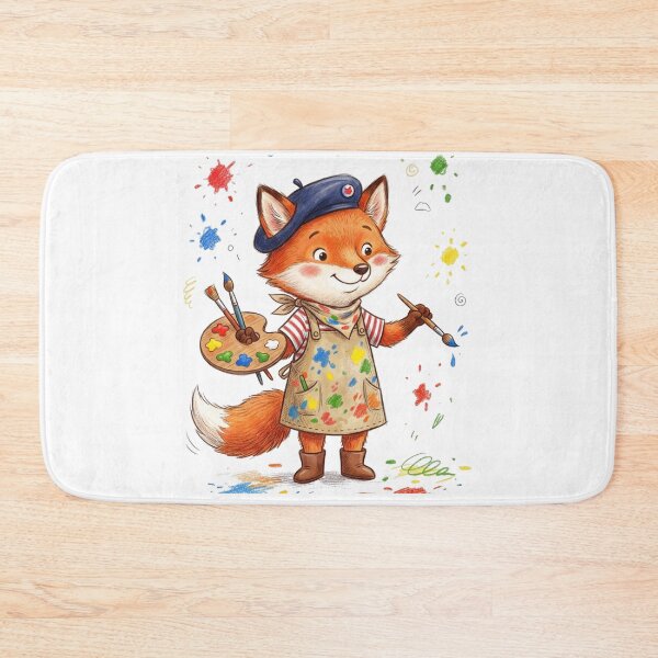 Item preview, Cute Little Fox Artist with Paint Palette and Brush Illustration designed and sold by TaiwanMemory.