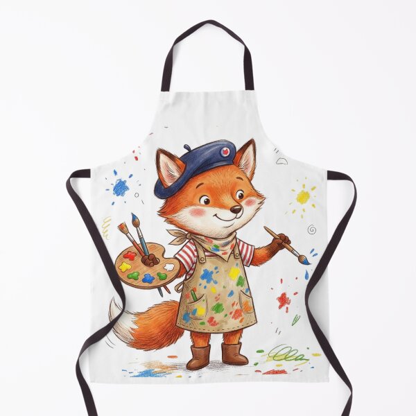 Item preview, Cute Little Fox Artist with Paint Palette and Brush Illustration designed and sold by TaiwanMemory.