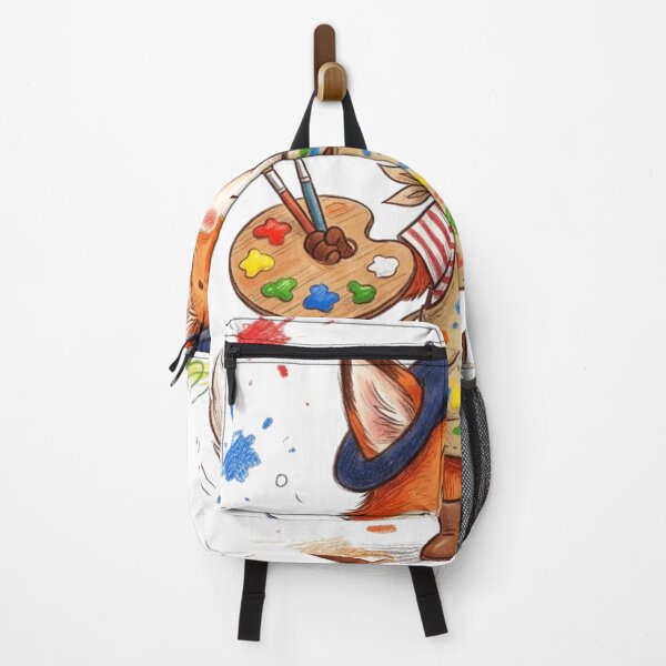 Item preview, Cute Little Fox Artist with Paint Palette and Brush Illustration designed and sold by TaiwanMemory.