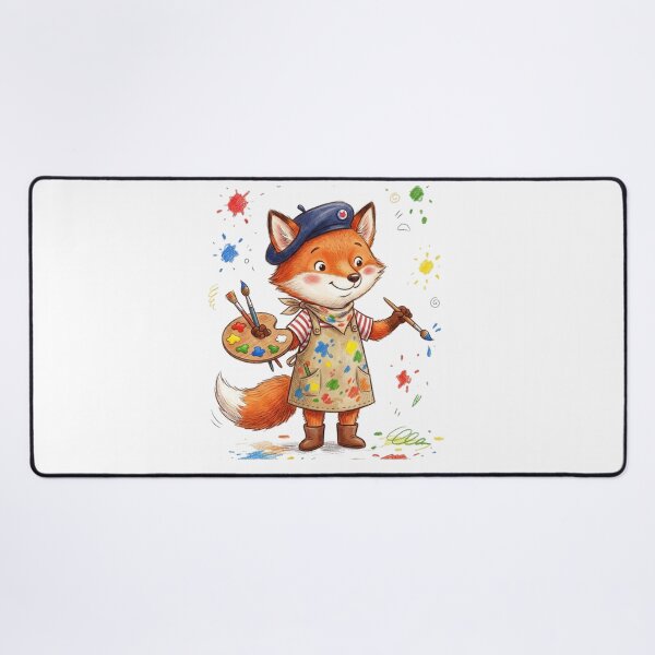 Item preview, Cute Little Fox Artist with Paint Palette and Brush Illustration designed and sold by TaiwanMemory.