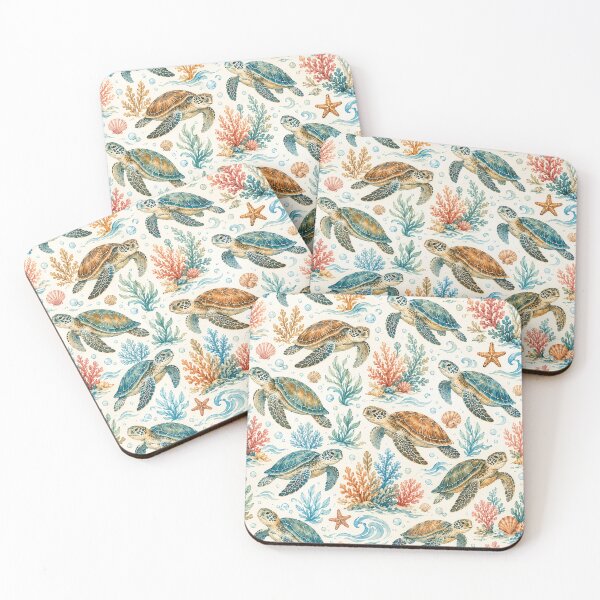 Item preview, Sea Turtle Ocean Pattern | Tropical Coral Reef & Beach Life Seamless Design designed and sold by RJACreative.