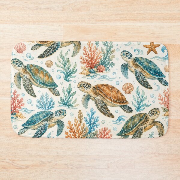 Item preview, Sea Turtle Ocean Pattern | Tropical Coral Reef & Beach Life Seamless Design designed and sold by RJACreative.