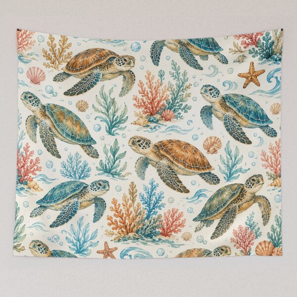 Item preview, Sea Turtle Ocean Pattern | Tropical Coral Reef & Beach Life Seamless Design designed and sold by RJACreative.