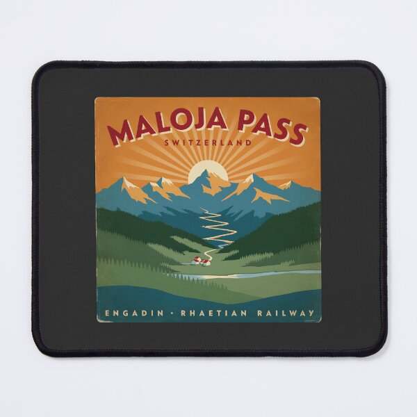 Item preview, Maloja Pass Switzerland Vintage Travel Poster | Engadin Alpine Mountains & Rhaetian Railway designed and sold by ArcticFoxStudio.