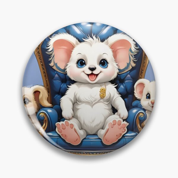 Item preview, Fluffy White Creature Reigning on Gold Blue Throne designed and sold by CASASIS_MERCH.