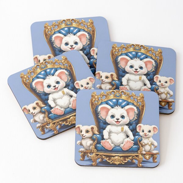 Item preview, Fluffy White Creature Reigning on Gold Blue Throne designed and sold by CASASIS_MERCH.
