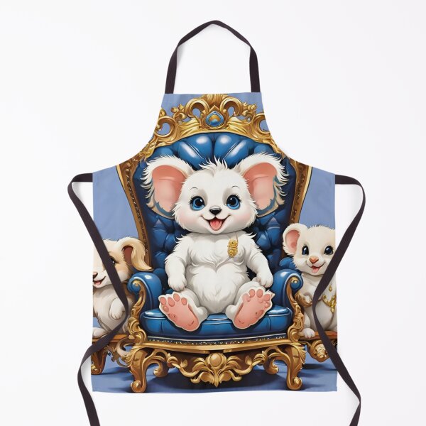 Item preview, Fluffy White Creature Reigning on Gold Blue Throne designed and sold by CASASIS_MERCH.