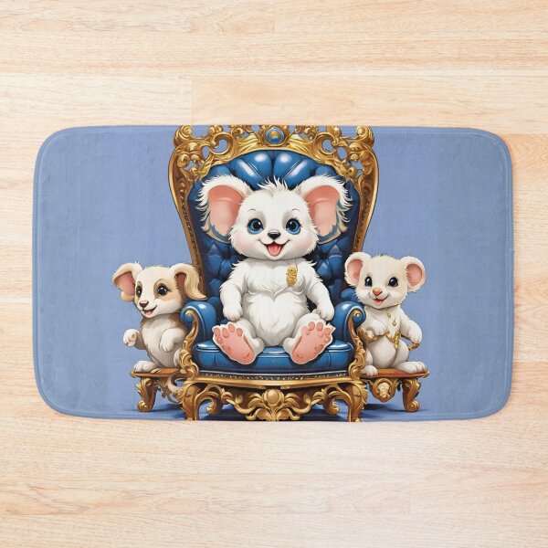 Item preview, Fluffy White Creature Reigning on Gold Blue Throne designed and sold by CASASIS_MERCH.