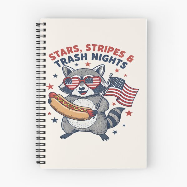 Item preview, Stars Stripes & Trash Nights Raccoon Shirt – Funny Patriotic Trash Panda Hot Dog T-shirt designed and sold by ZyxDes.